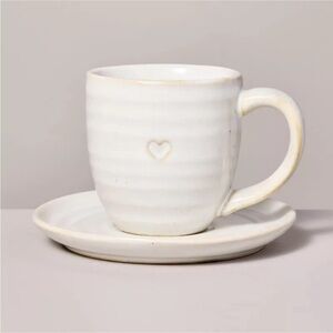4oz Valentine's Day Heart Stoneware Espresso Cup & Saucer Set - Hearth & Hand